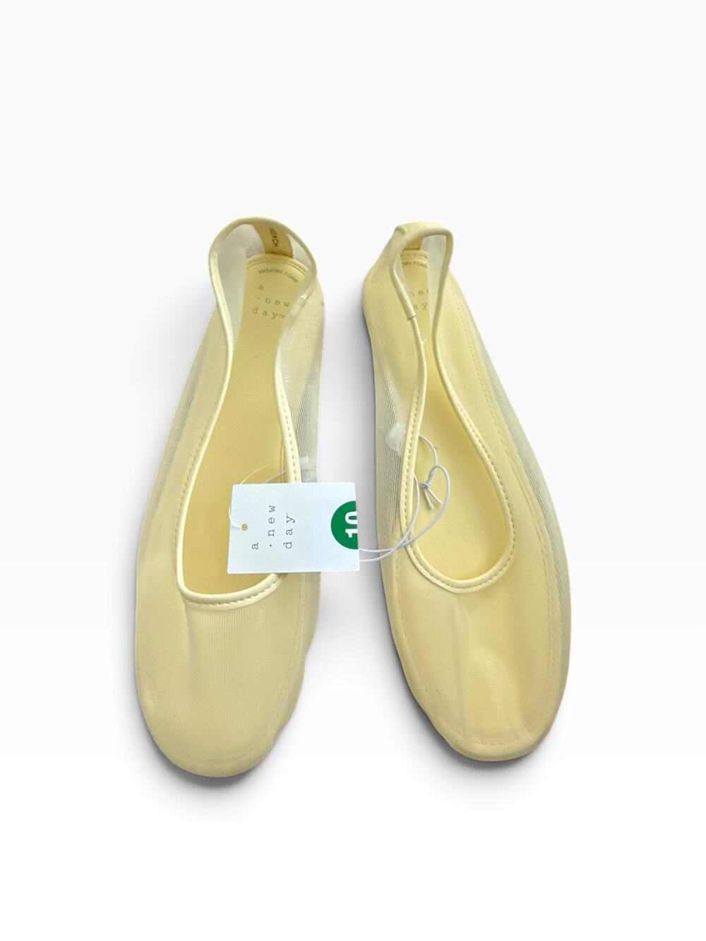 A New Day Women’s Yellow Sheer Mesh Ballet Flats Size 10 Square Toe NWT